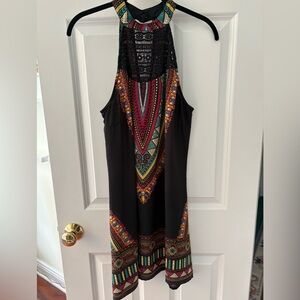 American Rag Black and Multicolor Aztec Patterned Dress